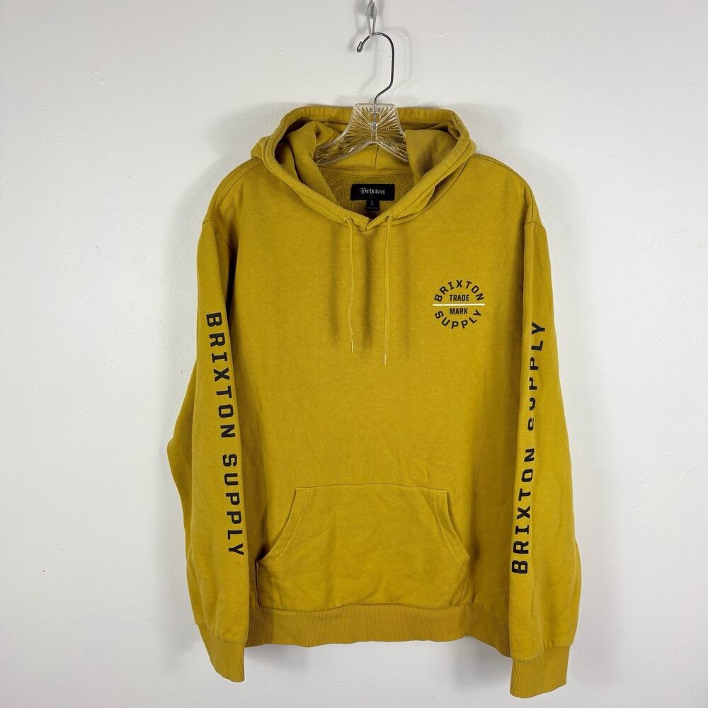 Brixton Hoodie Men’s Large Mustard Yellow Grunge Biker Skater Travel Pullover